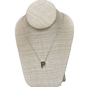 Silver Tone Stainless Steel  initial Pendant necklace Letter P